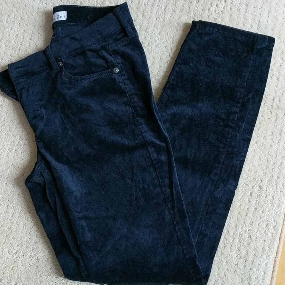 Loft Skinny Ankle Pant - navy velvet, size 4